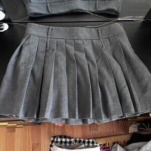 Mango Grey Pleated Women's Skirt